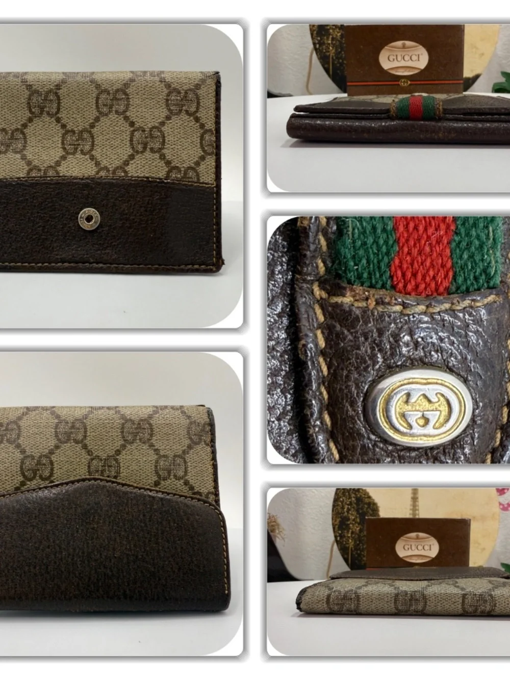 REGAL GUCCI GG MONOGRAM ANNIVERSARY COLLECTION GREEN & RED WEB STRIPE WALLET! - Picture 11 of 17
